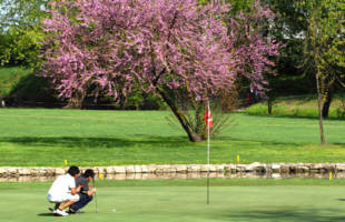 giovani golfisti controllano buca